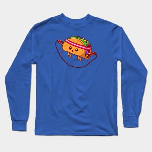 Cute Taco Playing Jump Rope Cartoon Long Sleeve T-Shirt